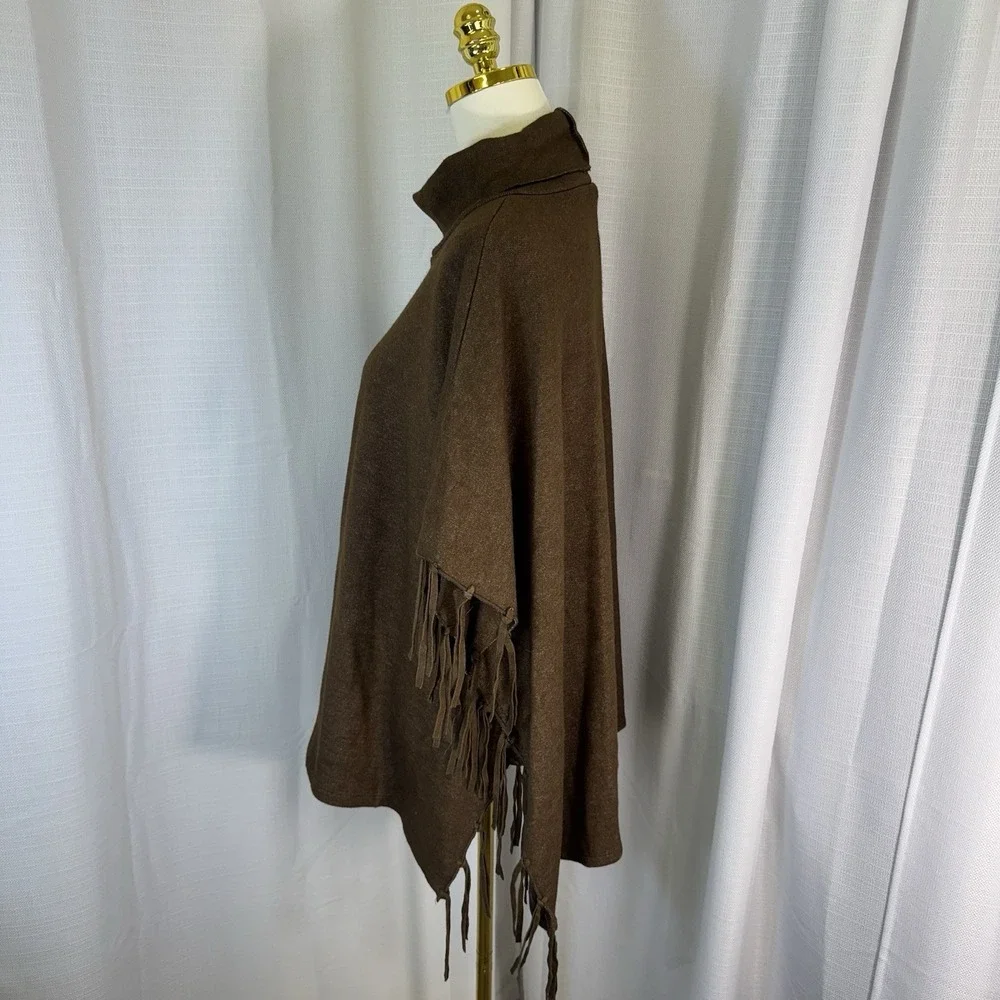 Back In the Saddle Women's Sweater Poncho‎ Fringe Brown OS Western Rodeo